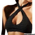 E-Papaya Women's Sexy Cross Front Summer Knit Crochet Halter Crop Bikini Top Bra Black B06XCP77F5